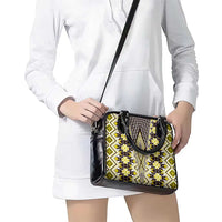 Yellow Aotearoa Tukutuku and Poutama Motif Shoulder Handbag LT03 - Polynesian Pride