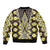 Yellow Aotearoa Tukutuku and Poutama Motif Sleeve Zip Bomber Jacket