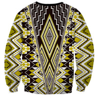 Yellow Aotearoa Tukutuku and Poutama Motif Sweatshirt LT03 - Polynesian Pride