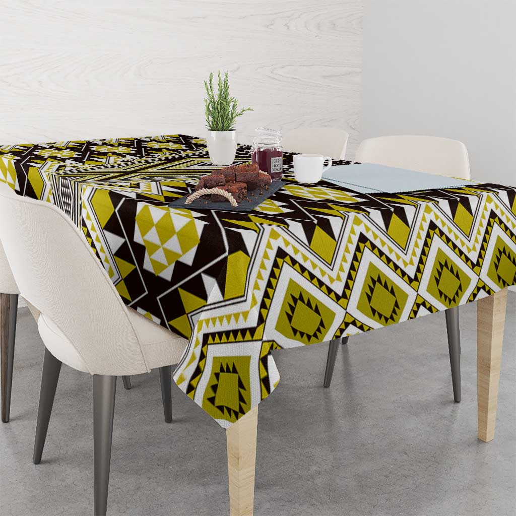 Yellow Aotearoa Tukutuku and Poutama Motif Tablecloth LT03 - Polynesian Pride