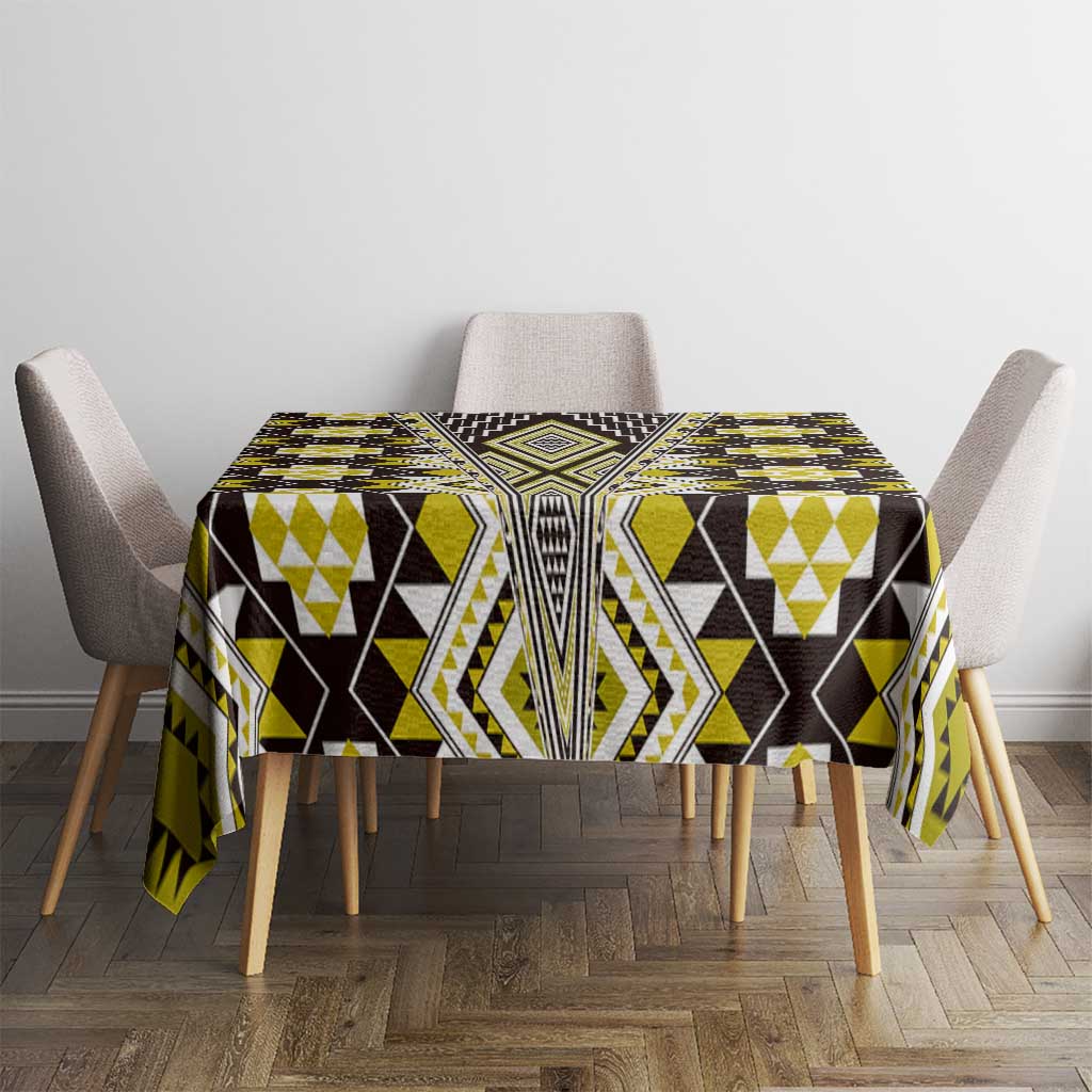 Yellow Aotearoa Tukutuku and Poutama Motif Tablecloth LT03 - Polynesian Pride