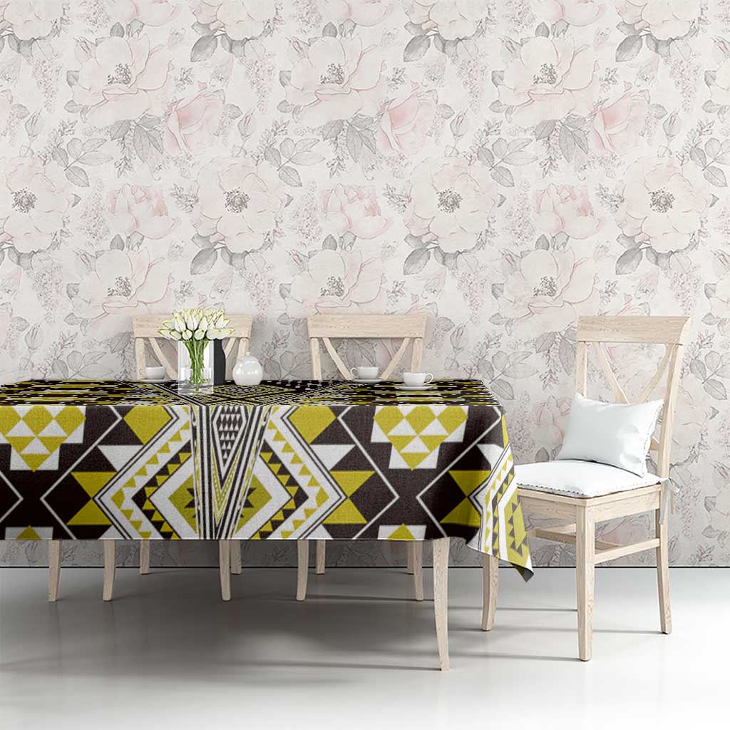 Yellow Aotearoa Tukutuku and Poutama Motif Tablecloth LT03 - Polynesian Pride