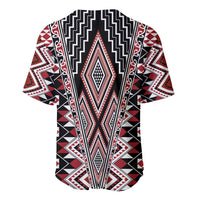 Red Aotearoa Tukutuku and Poutama Motif Baseball Jersey LT03 - Polynesian Pride