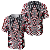 Red Aotearoa Tukutuku and Poutama Motif Baseball Jersey LT03 - Polynesian Pride