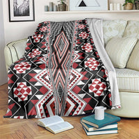 Red Aotearoa Tukutuku and Poutama Motif Blanket LT03 Red - Polynesian Pride