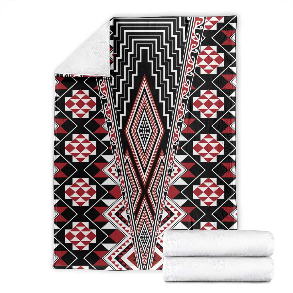Red Aotearoa Tukutuku and Poutama Motif Blanket LT03 - Polynesian Pride