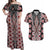 Red Aotearoa Tukutuku and Poutama Motif Couples Matching Off Shoulder Maxi Dress and Hawaiian Shirt