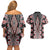 Red Aotearoa Tukutuku and Poutama Motif Couples Matching Off Shoulder Short Dress and Hawaiian Shirt