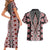 Red Aotearoa Tukutuku and Poutama Motif Couples Matching Short Sleeve Bodycon Dress and Hawaiian Shirt