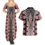 Red Aotearoa Tukutuku and Poutama Motif Couples Matching Summer Maxi Dress and Hawaiian Shirt