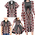 Red Aotearoa Tukutuku and Poutama Motif Family Matching Long Sleeve Bodycon Dress and Hawaiian Shirt