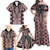 Red Aotearoa Tukutuku and Poutama Motif Family Matching Off Shoulder Maxi Dress and Hawaiian Shirt