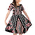 Red Aotearoa Tukutuku and Poutama Motif Family Matching Off Shoulder Short Dress and Hawaiian Shirt