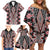 Red Aotearoa Tukutuku and Poutama Motif Family Matching Off Shoulder Short Dress and Hawaiian Shirt