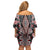 Red Aotearoa Tukutuku and Poutama Motif Family Matching Off Shoulder Short Dress and Hawaiian Shirt