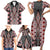 Red Aotearoa Tukutuku and Poutama Motif Family Matching Short Sleeve Bodycon Dress and Hawaiian Shirt