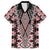 Red Aotearoa Tukutuku and Poutama Motif Family Matching Short Sleeve Bodycon Dress and Hawaiian Shirt