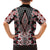 Red Aotearoa Tukutuku and Poutama Motif Family Matching Summer Maxi Dress and Hawaiian Shirt