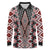 Red Aotearoa Tukutuku and Poutama Motif Long Sleeve Polo Shirt