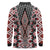 Red Aotearoa Tukutuku and Poutama Motif Long Sleeve Polo Shirt