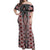 Red Aotearoa Tukutuku and Poutama Motif Off Shoulder Maxi Dress