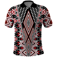 Red Aotearoa Tukutuku and Poutama Motif Polo Shirt LT03 Red - Polynesian Pride