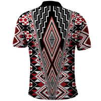 Red Aotearoa Tukutuku and Poutama Motif Polo Shirt LT03 - Polynesian Pride
