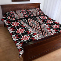 Red Aotearoa Tukutuku and Poutama Motif Quilt Bed Set LT03 - Polynesian Pride