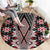 Red Aotearoa Tukutuku and Poutama Motif Round Carpet