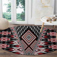 Red Aotearoa Tukutuku and Poutama Motif Round Carpet LT03 - Polynesian Pride