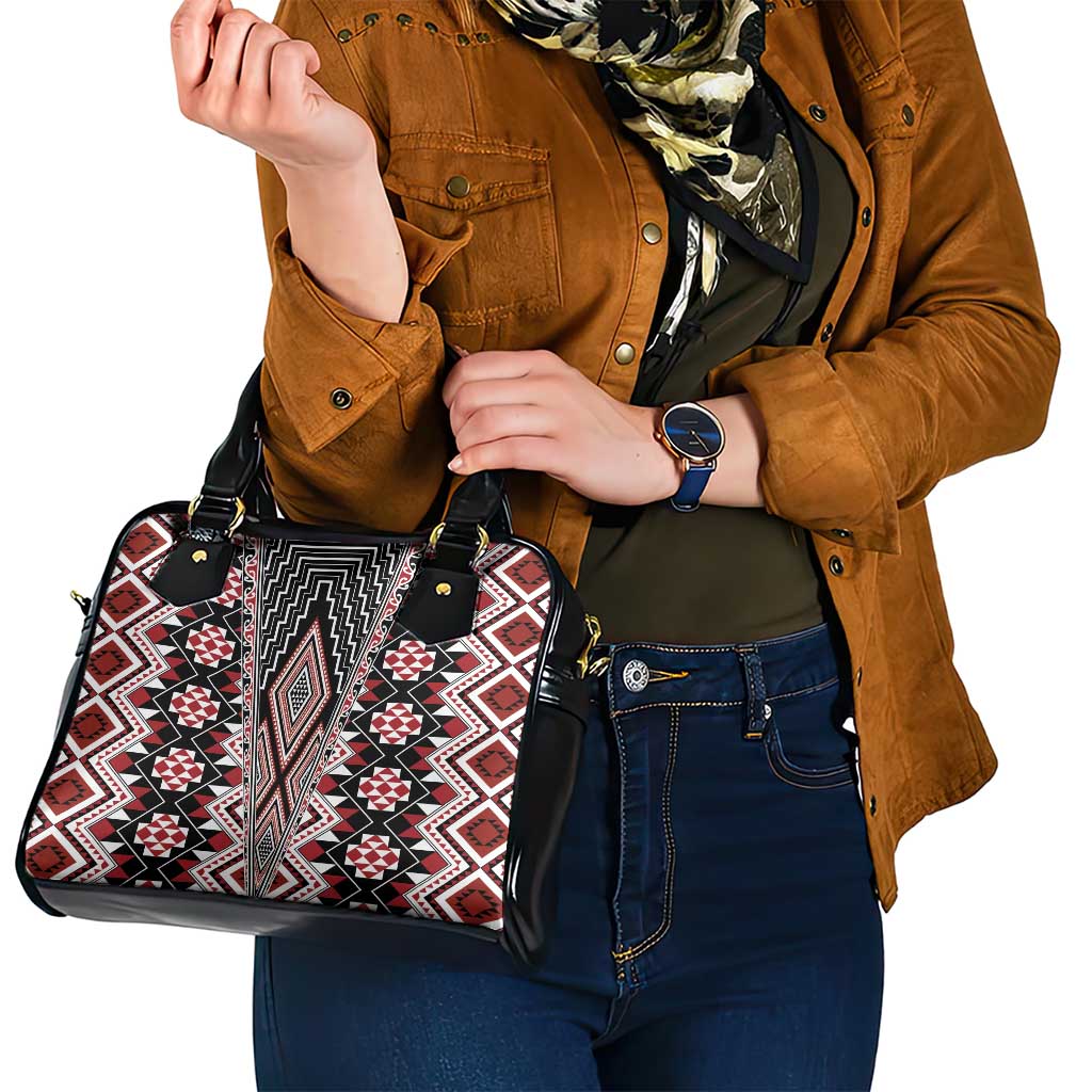 Red Aotearoa Tukutuku and Poutama Motif Shoulder Handbag LT03 - Polynesian Pride