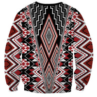 Red Aotearoa Tukutuku and Poutama Motif Sweatshirt LT03 - Polynesian Pride