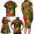 Hawaiian Reggae Family Matching Long Sleeve Bodycon Dress and Hawaiian Shirt Tropical Plants and Tribal Kakau Tattoo-One Love Jawaiian