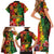 Hawaiian Reggae Family Matching Short Sleeve Bodycon Dress and Hawaiian Shirt Tropical Plants and Tribal Kakau Tattoo-One Love Jawaiian