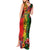 Hawaiian Reggae Tank Maxi Dress Tropical Plants and Tribal Kakau Tattoo-One Love Jawaiian