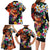 Hawaiian Lei Day Family Matching Long Sleeve Bodycon Dress and Hawaiian Shirt Colorful Plumeria and Volcanic Turtle with Abstract Lava Texture