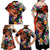 Hawaiian Lei Day Family Matching Off Shoulder Maxi Dress and Hawaiian Shirt Colorful Plumeria and Volcanic Turtle with Abstract Lava Texture