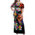 Hawaiian Lei Day Family Matching Off Shoulder Maxi Dress and Hawaiian Shirt Colorful Plumeria and Volcanic Turtle with Abstract Lava Texture