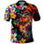 Hawaiian Lei Day Polo Shirt Colorful Plumeria and Volcanic Turtle with Abstract Lava Texture