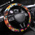 Hawaiian Lei Day Steering Wheel Cover Colorful Plumeria and Volcanic Turtle with Abstract Lava Texture