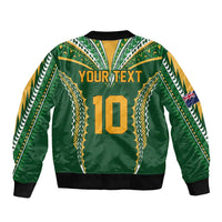 Custom Cook Islands Rugby League Bomber Jacket Tatau Tribal Pattern-Special Edition Green Color LT03 - Polynesian Pride