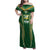 Custom Cook Islands Rugby League Family Matching Off Shoulder Maxi Dress and Hawaiian Shirt Tatau Tribal Pattern-Special Edition Green Color