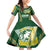 Custom Cook Islands Rugby League Family Matching Off Shoulder Short Dress and Hawaiian Shirt Tatau Tribal Pattern-Special Edition Green Color