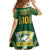 Custom Cook Islands Rugby League Family Matching Off Shoulder Short Dress and Hawaiian Shirt Tatau Tribal Pattern-Special Edition Green Color