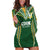 Custom Cook Islands Rugby League Hoodie Dress Tatau Tribal Pattern-Special Edition Green Color