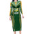 Custom Cook Islands Rugby League Long Sleeve Bodycon Dress Tatau Tribal Pattern-Special Edition Green Color