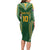 Custom Cook Islands Rugby League Long Sleeve Bodycon Dress Tatau Tribal Pattern-Special Edition Green Color