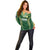 Custom Cook Islands Rugby League Off Shoulder Sweater Tatau Tribal Pattern-Special Edition Green Color