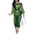 Custom Cook Islands Rugby League Off The Shoulder Long Sleeve Dress Tatau Tribal Pattern-Special Edition Green Color