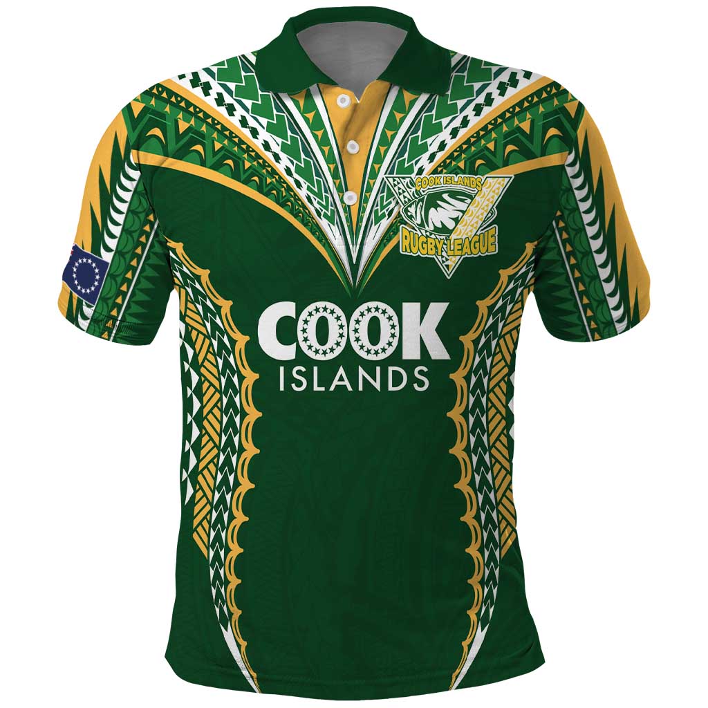 Custom Cook Islands Rugby League Polo Shirt Tatau Tribal Pattern-Special Edition Green Color LT03 Green-Yellow - Polynesian Pride